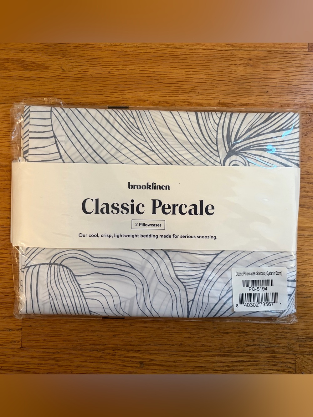 NWT Brooklinen Oyster in Storm Classic Percale Standard Pillowcases Shams
